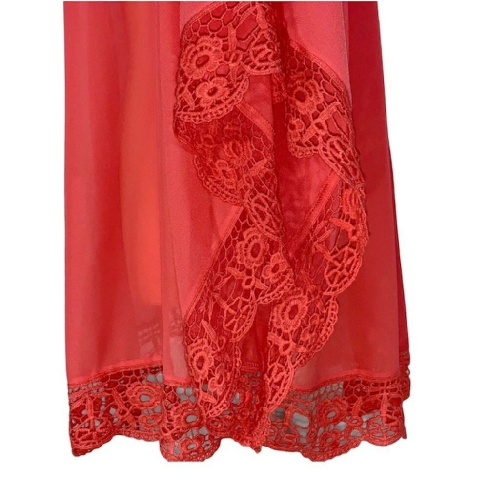 Women’s Blouse Top Sheers With Lace Tunic Size L Coral color Romeo & Juliet - Picture 10 of 13